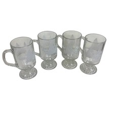 Avon President's Club Through The Woods Glass Handled Stemmed White Etched Set picture