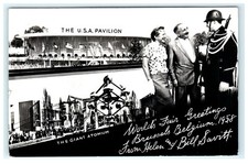 1958 World's Fair Brussels Belgium RPPC USA Pavilion & Giant Atomium picture