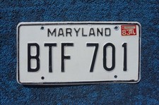 1983 MARYLAND License Plate picture