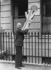 British writer journalist Malcolm Muggeridge unveils a blue plaque- Old Photo picture