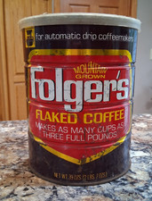 Vintage Folgers Red Metal Coffee Can Tin Automatic Drip 39 oz Flaked picture