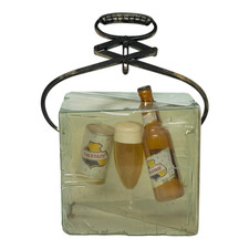 VINTAGE FALSTAFF BEER ICE BLOCK TONGS BAR SIGN CUBE BOTTLE CAN BACK BAR DISPLAY picture