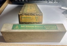 Vintage Norton Abrasives Soft Arkansas Oilstone Sharpening Stone SB 6 & Box BEHR picture