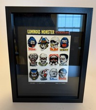 1970's FRAMED GLOWING MONSTER PUFFY STICKERS ON CARD  picture