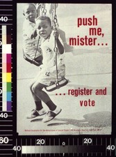 1940s NAACP Push Me Mister Register and Vote Campaign Poster Children Swinging picture