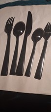 Set of 5 Lenox Black Flatware 2 Forks 2 Spoons 1 knife unused condition picture