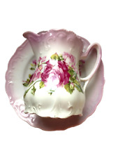 PINK ROSE FLORAL CREAMER WITH UNDERPLATE picture