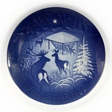 Vintage 1980 B&G Denmark - Blue Christmas Porcelain Plate Bing Grondahl picture