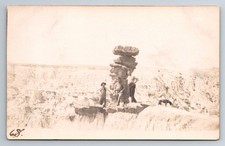 Men in Desert In Front of Stacked Rocks, Dog, Real Photo, RPPC, Vintage Postcard picture
