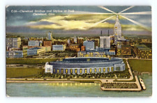 1950'S. CLEVELAND, OHIO. BASEBALL STADIUM AT DUSK, CLEVELAND STAD. POSTCARD DB42 picture