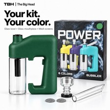 TBH Power Bubbler 2-in-1 Bong Glass Green Herb & Concentrate | 300-Day Warranty picture