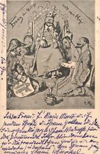RARE 1903 VINTAGE Franz Joseph and His Court Caricature POSTCARD to Grossenhain picture