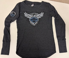 Harley-Davidson Women's Gray Wing Logo Graphic Long Sleeve T-Shirt Size L picture