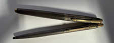 Parker Ciselé Sterling Silver Fountain Pen 14Kt Gold Point  & ball pen Set picture
