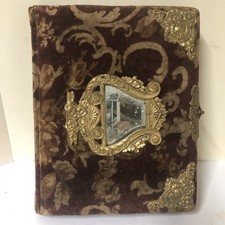 Ca. 1890 Victorian Photo Album w/Brass Decorations, Harp Mirror picture
