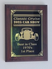 Car Show 6x8 Customizable Plaque Trophy Award, classic car, dash plaque, vintage picture