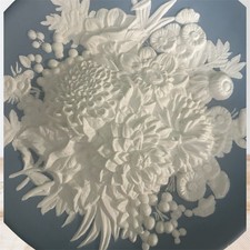 Wedgwood Jasperware Pale Blue and White Chrysanthemum Floral Bouquet Bas-Relief picture