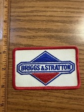 VINTAGE BRIGGS & STRATTON EMBROIDERED PATCH - BLUE ON TOP - RED ON BOTTOM picture