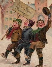 New Years Greetings children PFB 9623 Relief embossed Germany Postcard picture
