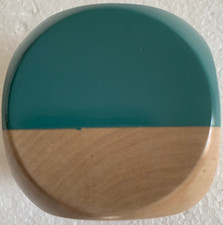 Block Planter Sea Green Natural Wood Finish Modern Home Garden Decor New. picture