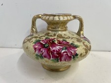 Vintage Japanese Nippon Porcelain Vase With Floral Gilt Decorations picture