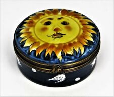 LIMOGES FRANCE BOX - ROCHARD - SUNBURST - SATURN & STARS & COMET - SUN FACE picture