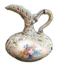Antique Nippon Ornate Design Heavy Moriage Hand Painted Porcelain• No Mark 4.25