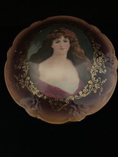 Vintage Jungfrau Porzellan Cameo Trinket Powder Box w/ Hinge German Porcelain picture