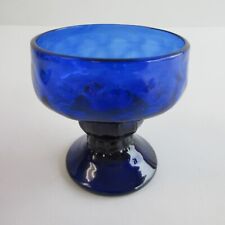 Antique Rare Blown Glass Blue Crude Footed Master Salt Cellar Pontil Early Glass picture