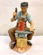 Hand Painted Ceramic Blacksmith Figurine Signed Bruno Multicolor 5 in picture