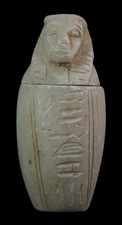Ancient Egyptian Antiques Rare Antique Stone Canopic Jar Human Head Hieroglyphs picture