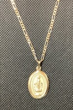 MEDALLA Y CADENA VIRGEN MIRACULOUS MEDAL;14k GOLD PLATED MEDAL AND CHAIN picture