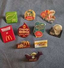 RARE Lot of 10 McDonald's Crew Advertising Pins Krispy Kreme Dr Pepper McCafe picture