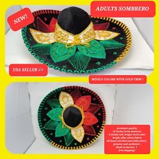 MEXICO COLORS with gold trim adults sombrero charro mariachi hat for fiestas picture