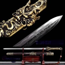 42''Han Dynasty Jian Ebony+Brass Damascus Folded Steel Handmade Chinese Sword picture