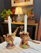 Fitz and Floyd “Autumn Bounty” Pheasant Candle Holders NICE Season is Near;-) picture