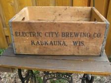 Nice Vintage Electric City Brewing Co. wooden beer crate from Kaukauna, Wis. picture