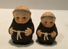 Vintage Goebel Monk Friar Tuck Salt and Pepper Shakers Germany Brown picture