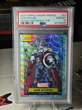 2024 Topps Chrome Marvel Sam Wilson Captain America Web Refractor /399 PSA 10  picture