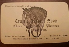 Vintage - Cram's Antique Shop Westminster Station Vermont Business Card picture