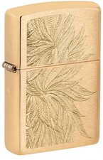 Zippo Lush Plant Design Auto Engrave Brushed Brass 46826 picture