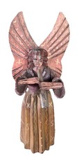 Vintage Hand-carved Wooden Folk Art Angel Playing Flute 11