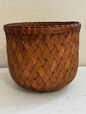 Unknown Age Round Woven Splint Wood Basket 8