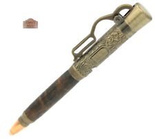 Lever Action Ballpoint Pen - Antique Brass with Brazilian Blackheart Wood & Case picture