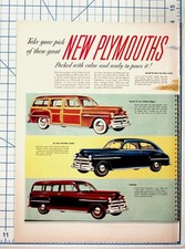 Vintage 1950s Plymouth Cars Magazine Ad Original Ephemera Auto picture