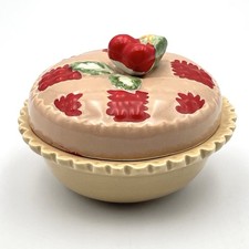 Cherry Pie Ceramic Covered Dish Trinket Box Lidded Bowl 4