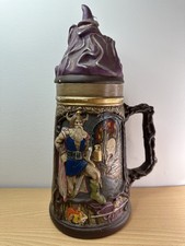 VTG 1980 Duncan Ceramic Fantasy Beer Stein Wizard Lid Viking Odin D&D Medieval picture