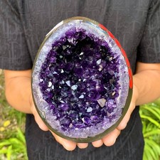 2.82LB Large Natural Amethyst geode quartz cluster crystal Egg specimen Healing picture