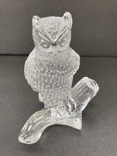 Retired Waterford Crystal BARN OWL ON BRANCH Glass Figurine 4” picture
