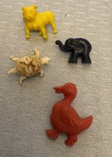 Vintage Celluloid Plastic Novelty Animal Button Lot 4 Bulldog Elephant Turtle picture
